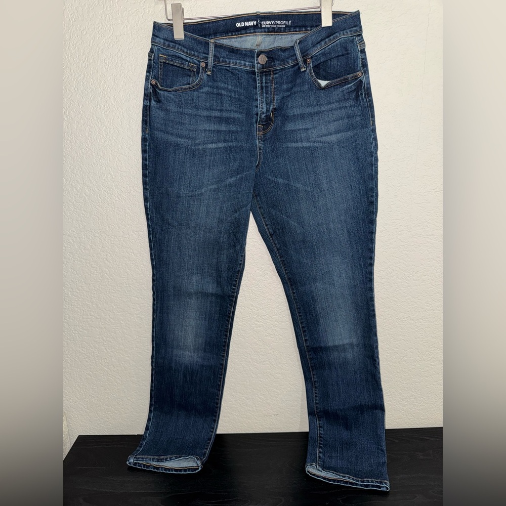 Old Navy Women's Curvy Mid Rise Dark Blue Jeans